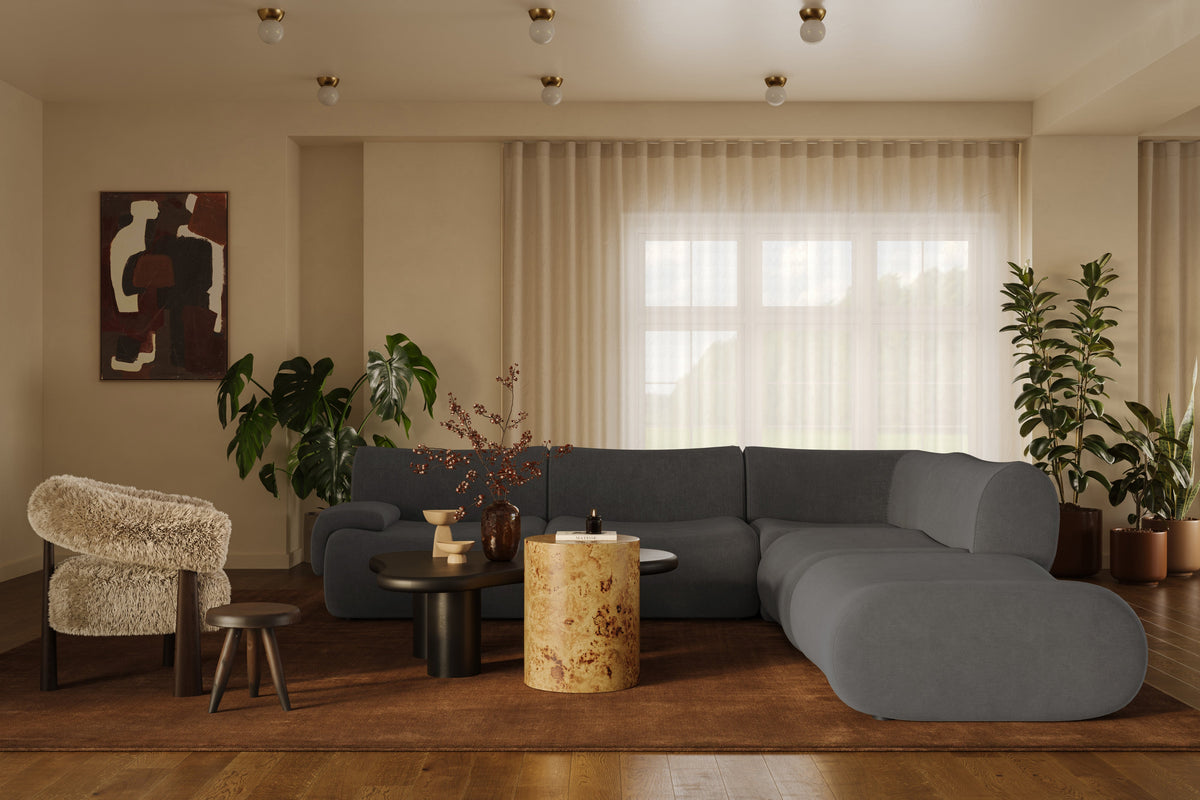 Zenith Charcoal Gray Upcycled Fabric Modular RAF Sectional by TOV Furniture – photo 2 of 9