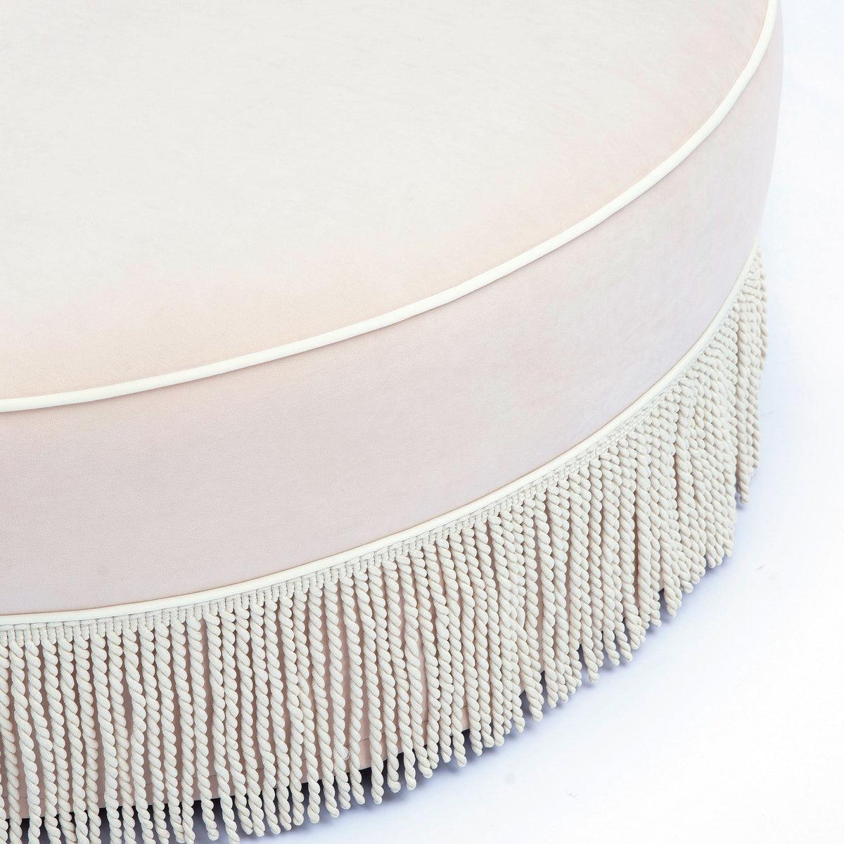 Tassy Pink Tasseled Round Ottoman by TOV Furniture – photo 5 of 7
