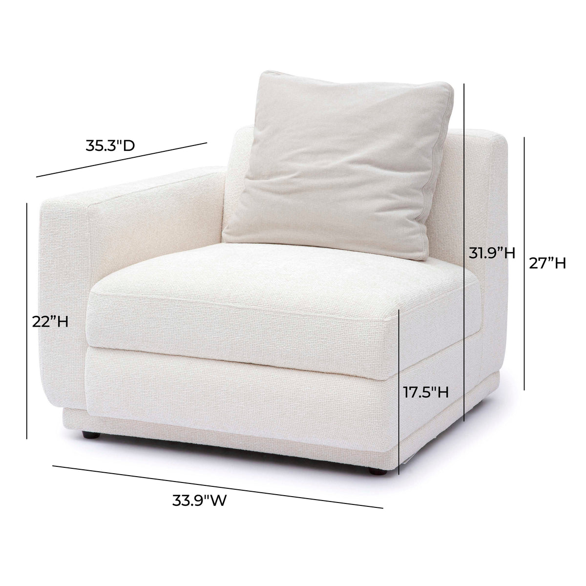 Perry Modular Corner Chair in Cream / LAF by TOV Furniture – photo 6 of 6
