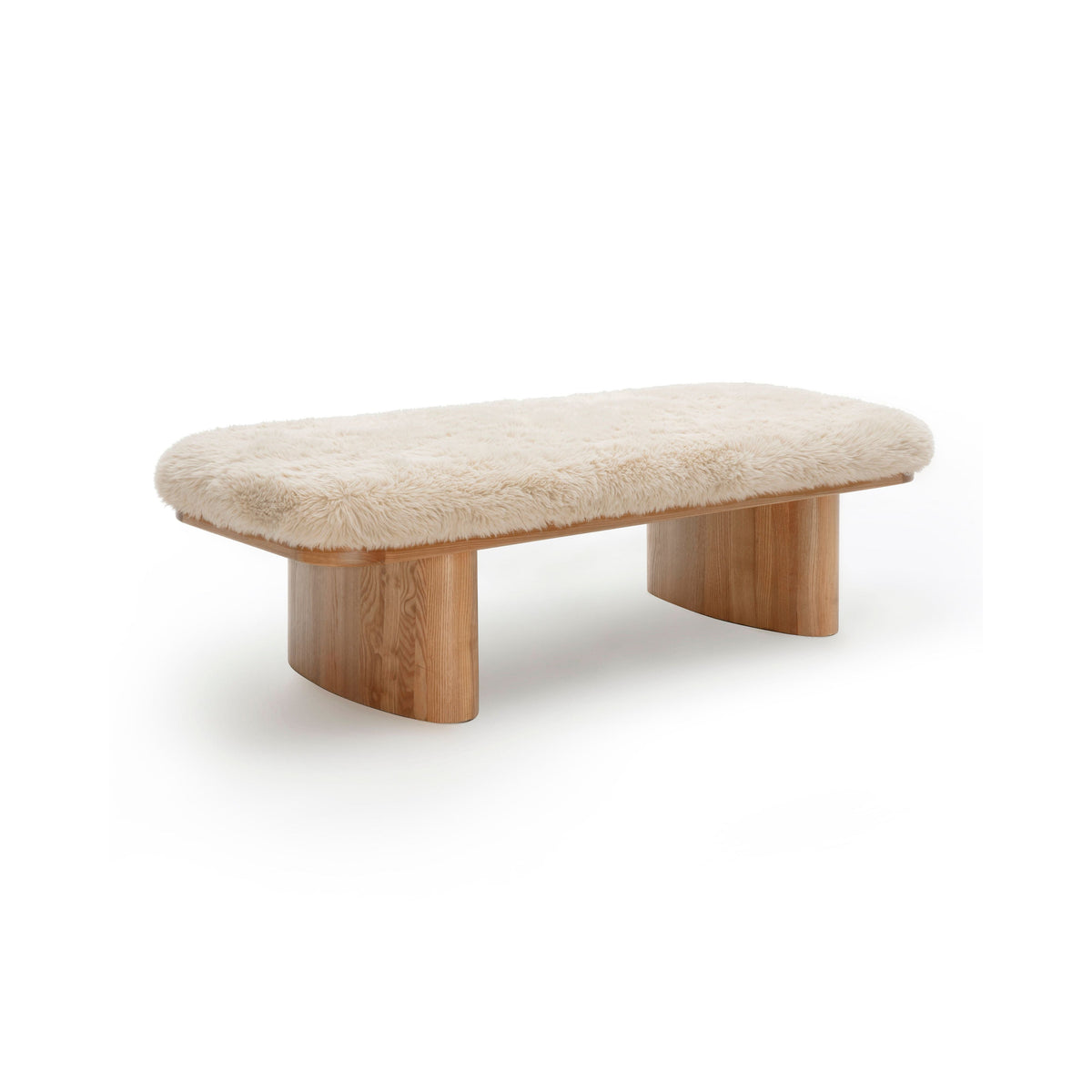Ollie Natural Contract-Grade Straight Vegan Shearling Large Bench by TOV Furniture – photo 1 of 7