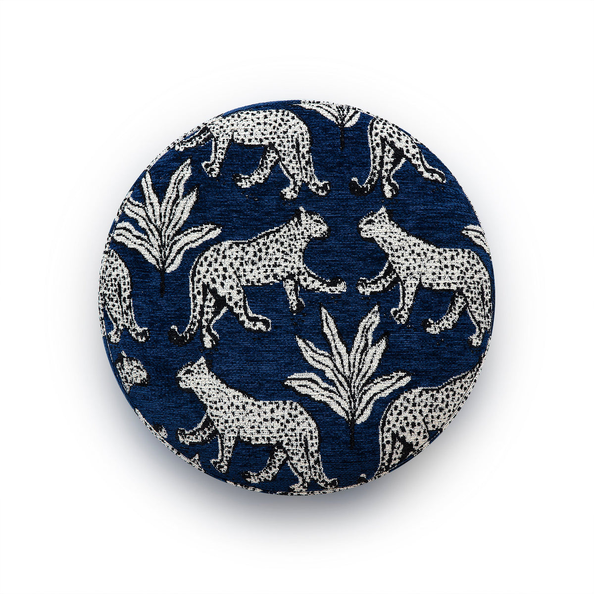 Dex Blue Leopard Jacquard Ottoman by TOV Furniture – photo 3 of 5