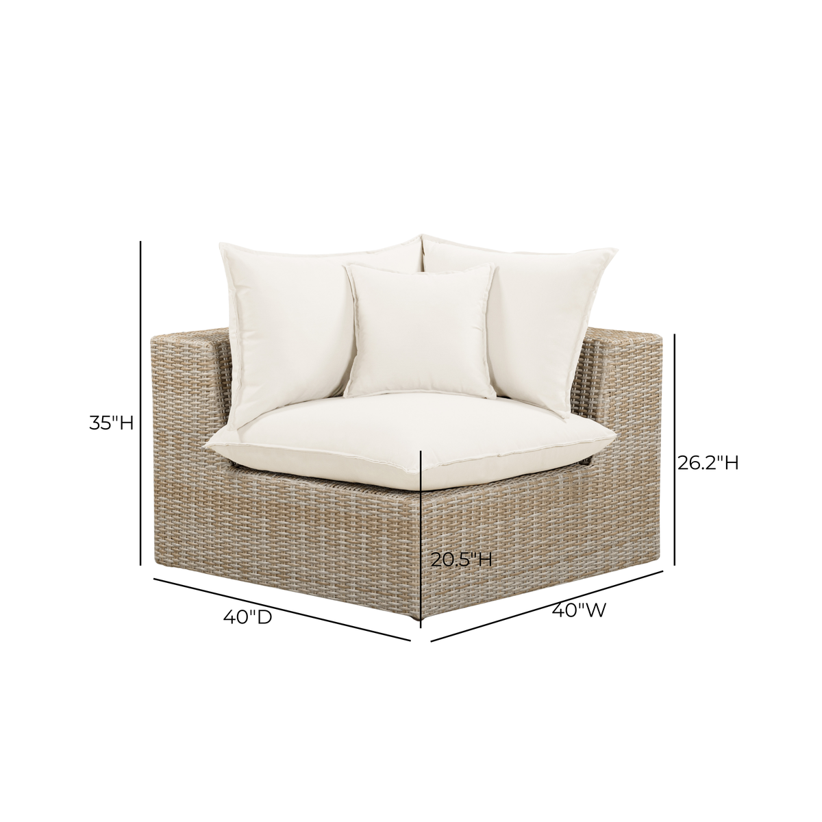 Cali Natural Performance Fabric & Natural Wicker Outdoor Corner Chair by TOV Furniture – photo 6 of 6