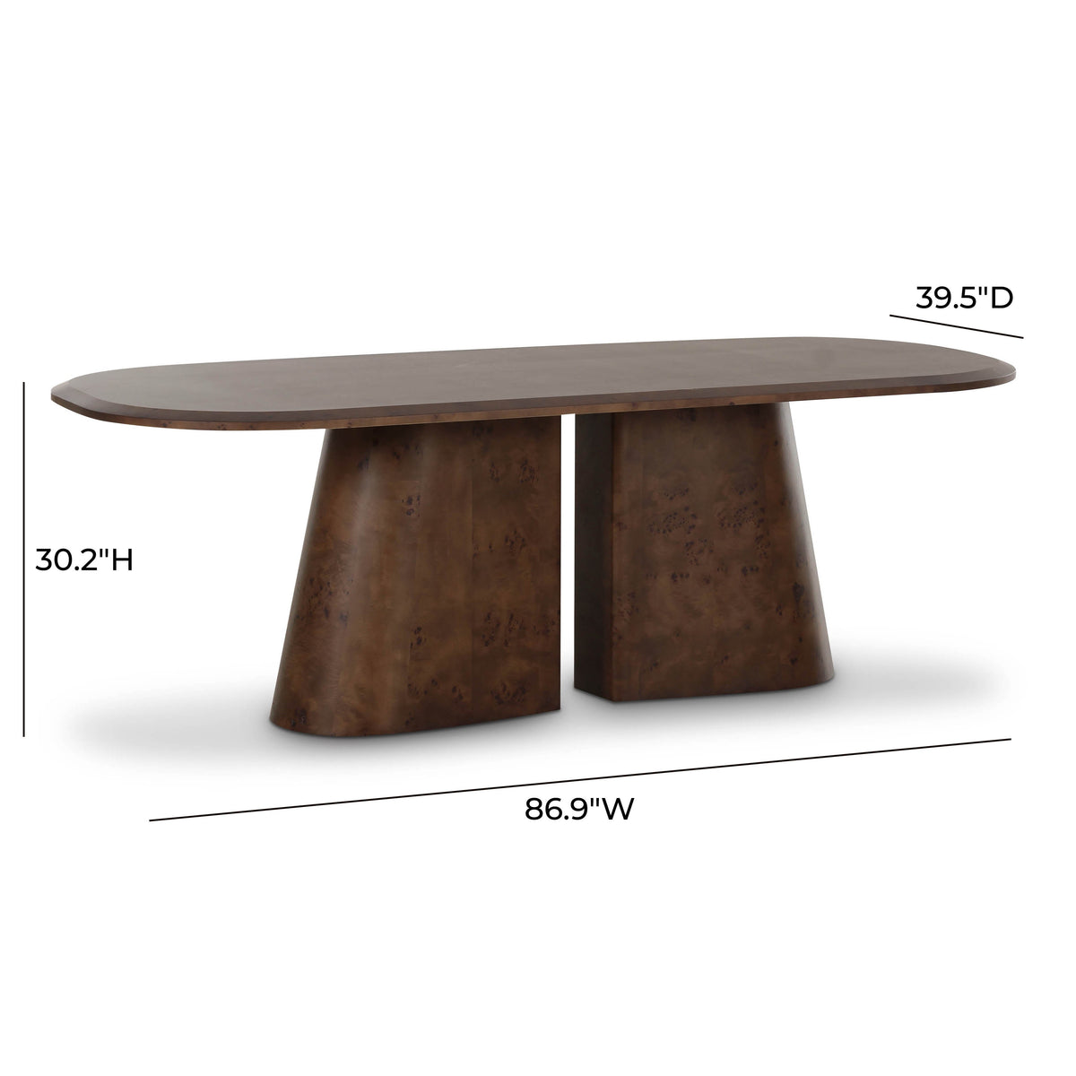 Gladyss 87" Brown Burl Oval Dining Table by TOV Furniture – photo 6 of 7