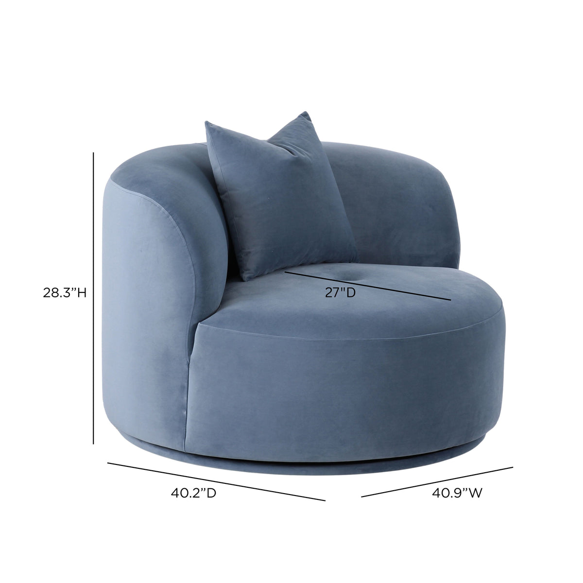 Fickle Blue Stone Velvet Swivel Accent Chair by TOV Furniture – photo 8 of 8
