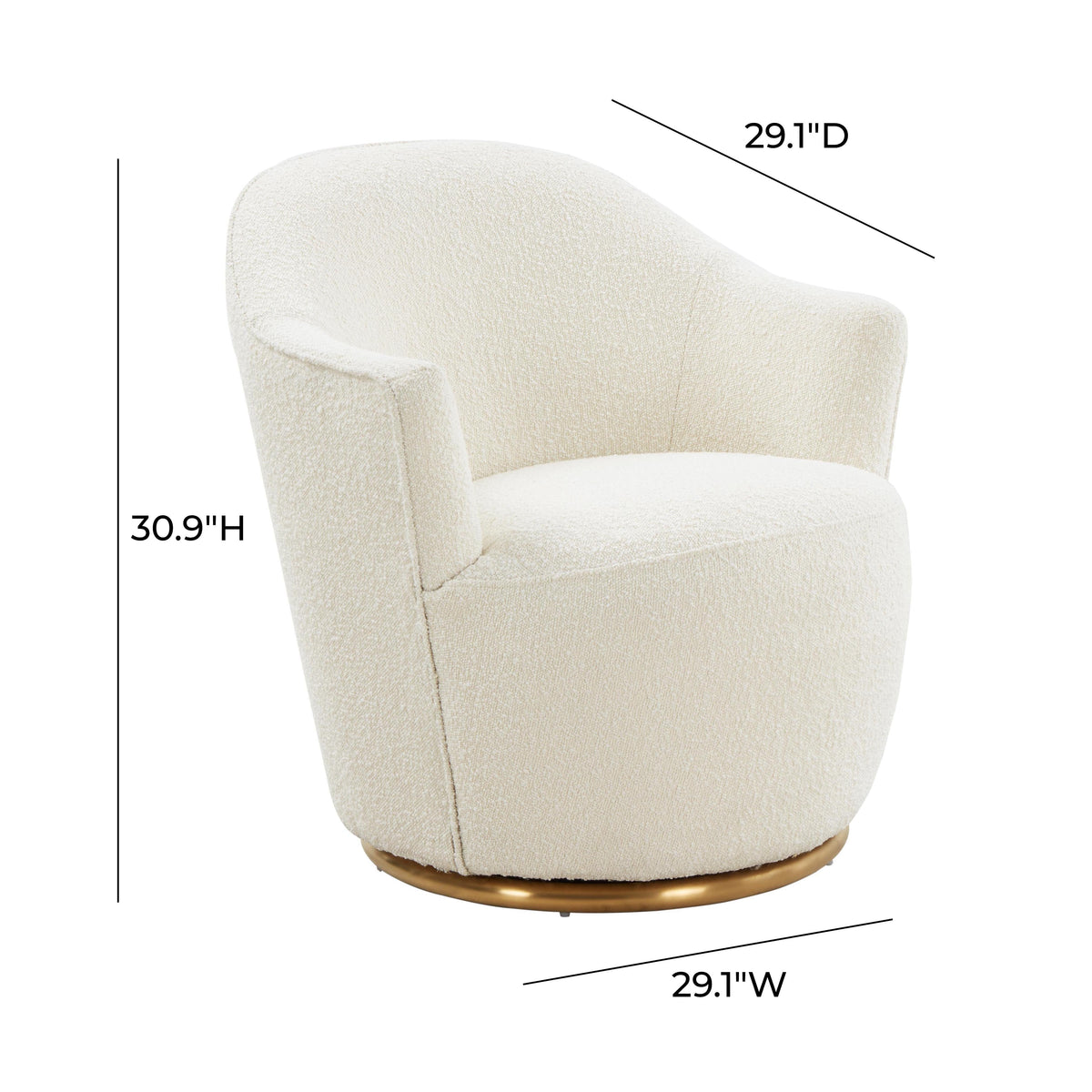 Skyla Cream Performance Boucle Swivel Accent Chair by TOV Furniture – photo 7 of 7