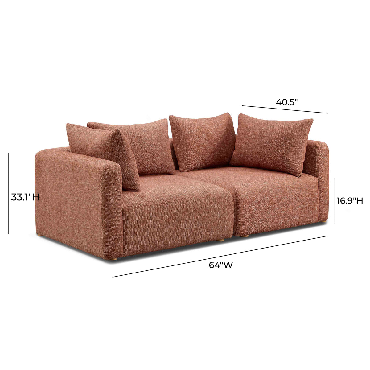 Hangover Sedona Red Contract-Grade Textured Fabric Loveseat by TOV Furniture – photo 3 of 6