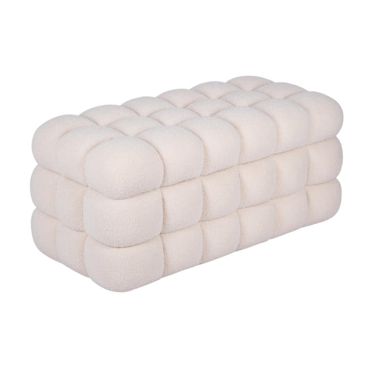 Anita 38.5" Cream Shearling Storage Bench With Reversible Tray Top by TOV Furniture – photo 4 of 9
