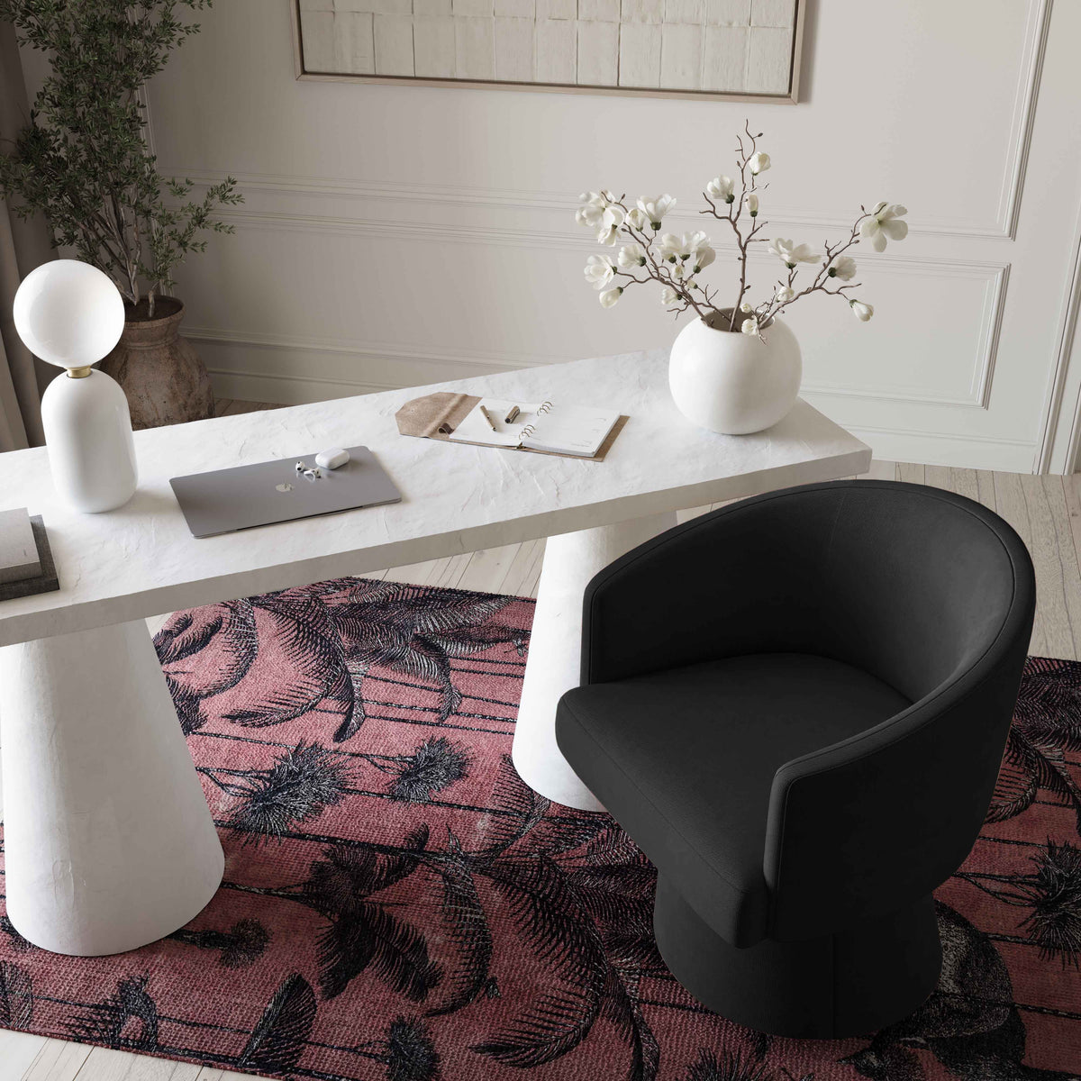 Kristen Rolling Desk Chair in Black by TOV Furniture – photo 1 of 7
