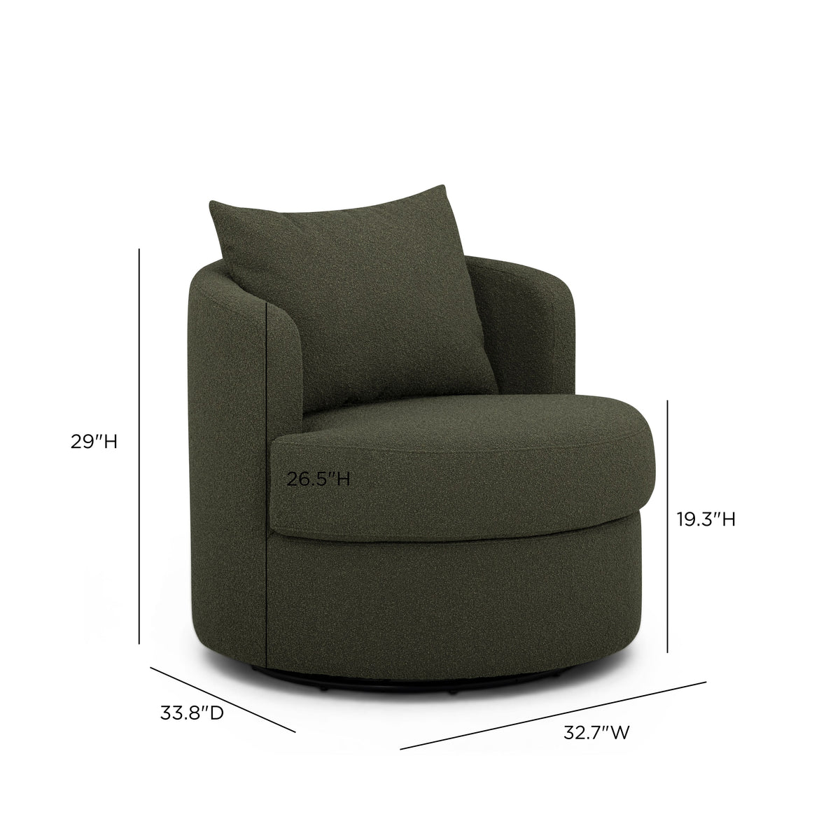 Silvi Kale Green Performance Boucle Swivel Chair by TOV Furniture – photo 8 of 8