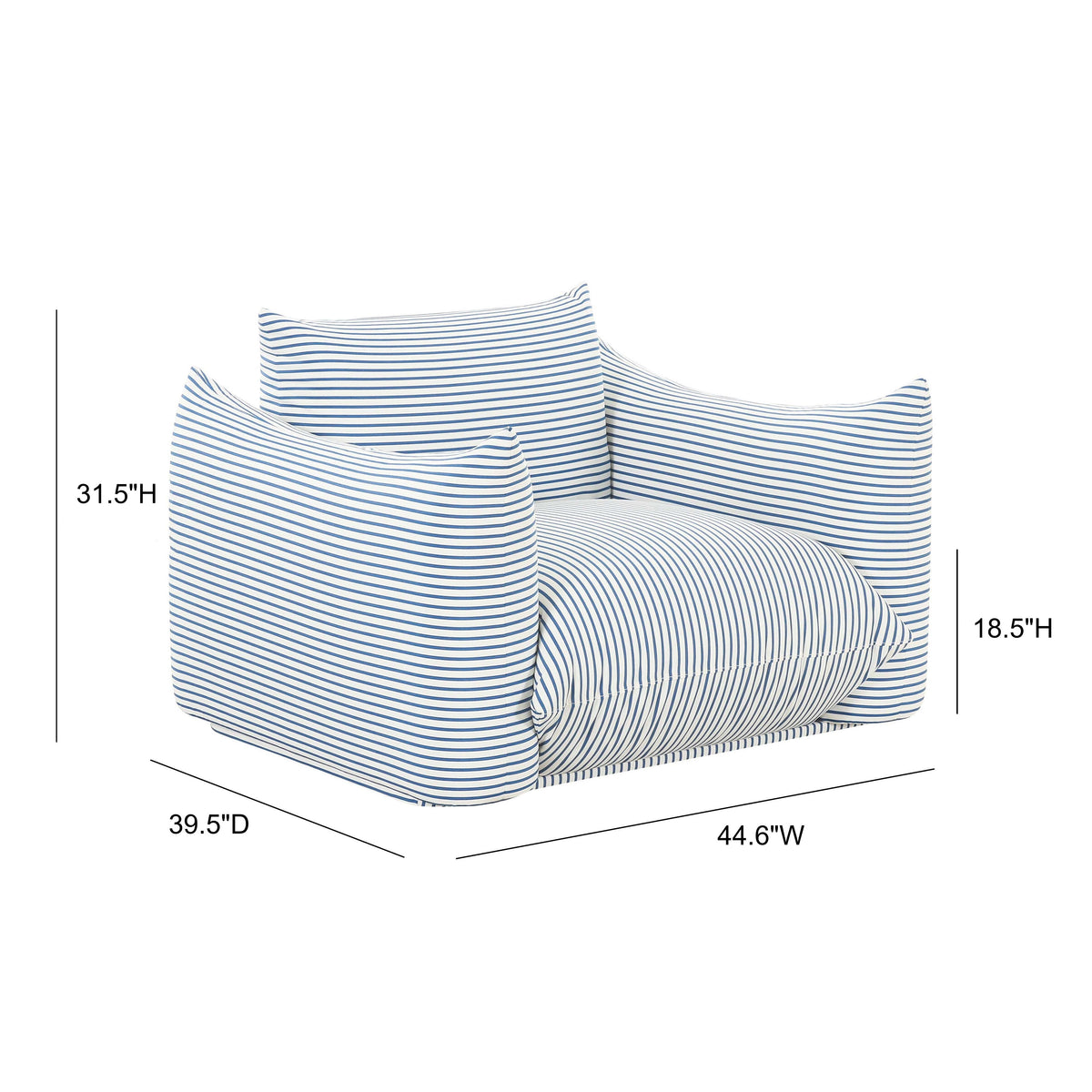 Saint Tropez Stuffed Indoor/Outdoor Armchair in Blue by TOV Furniture – photo 6 of 7