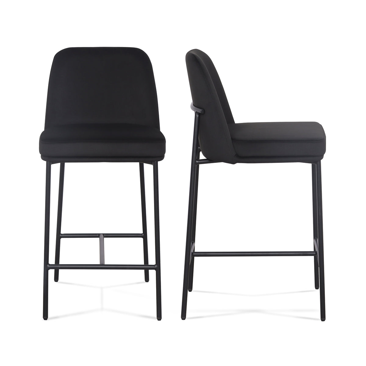 Sydney Black Performance Velvet Counter Stool - Set of 2 by TOV Furniture – photo 1 of 8