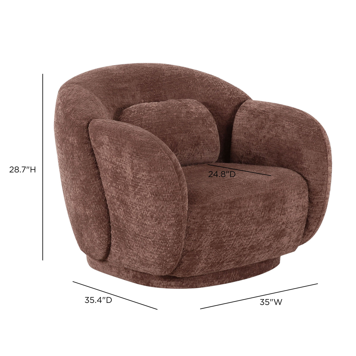 Misty Chocolate Brown Textured Knubby Fabric Accent Chair by TOV Furniture – photo 8 of 8