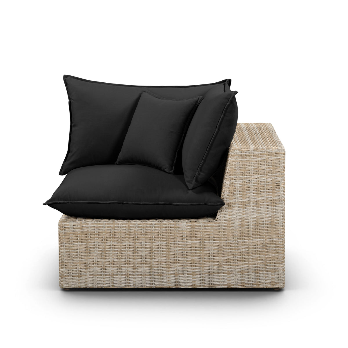 Cali Black Performance Fabric & Natural Wicker Outdoor Corner Chair by TOV Furniture – photo 3 of 6