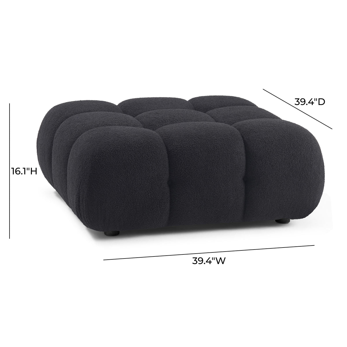 Calliope Black Performance Vegan Shearling Modular Ottoman by TOV Furniture – photo 5 of 5