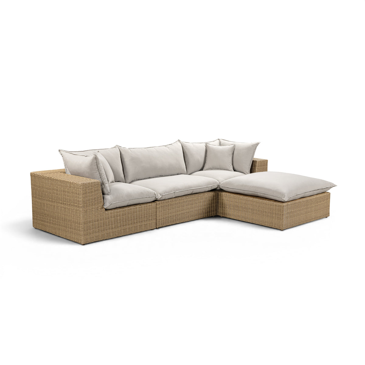 Cali Light Gray Fabric & Brown Wicker Modular Outdoor Sectional by TOV Furniture – photo 2 of 10