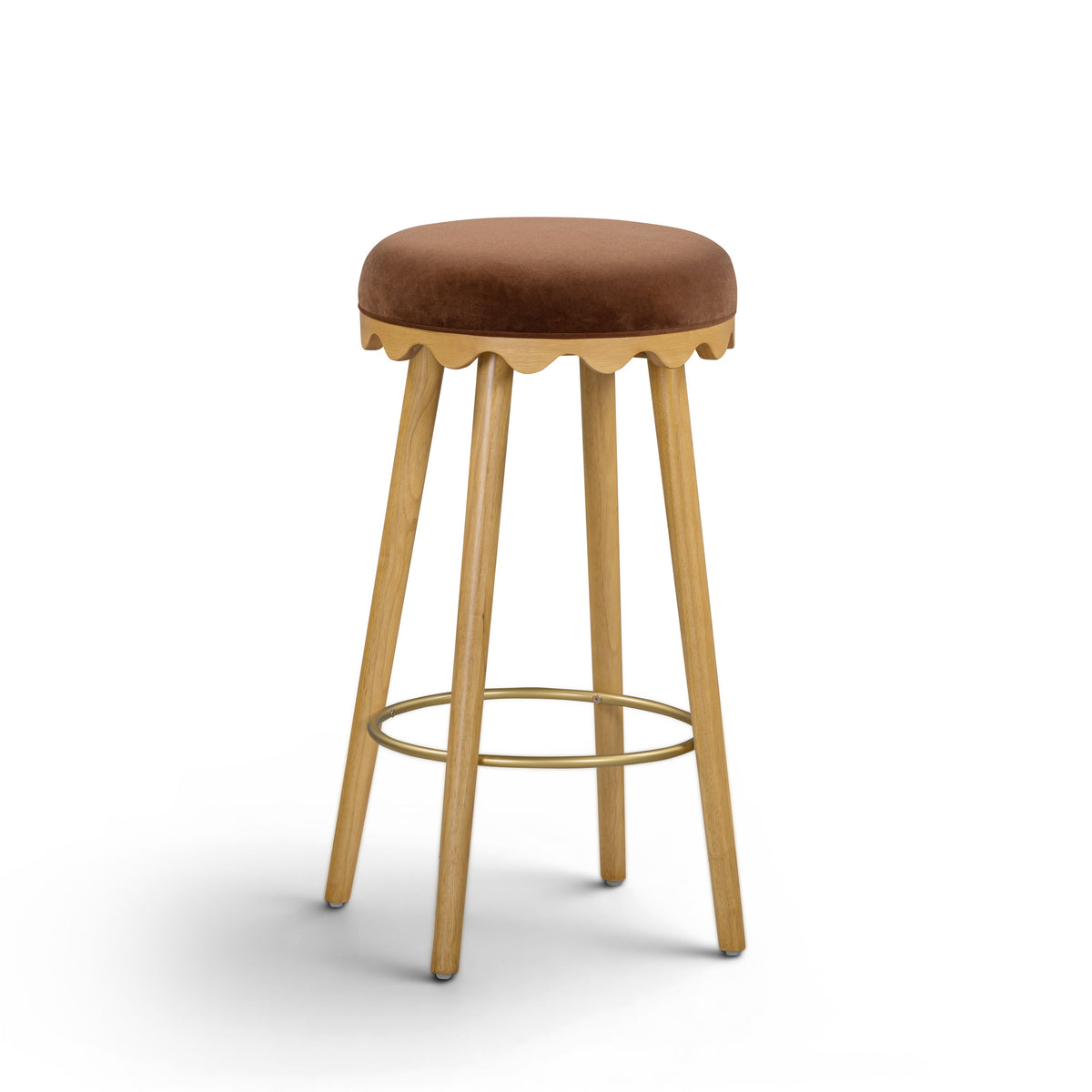 Oodle Bronze Performance Vegan Mohair Natural Bar Stool by TOV Furniture – photo 1 of 6