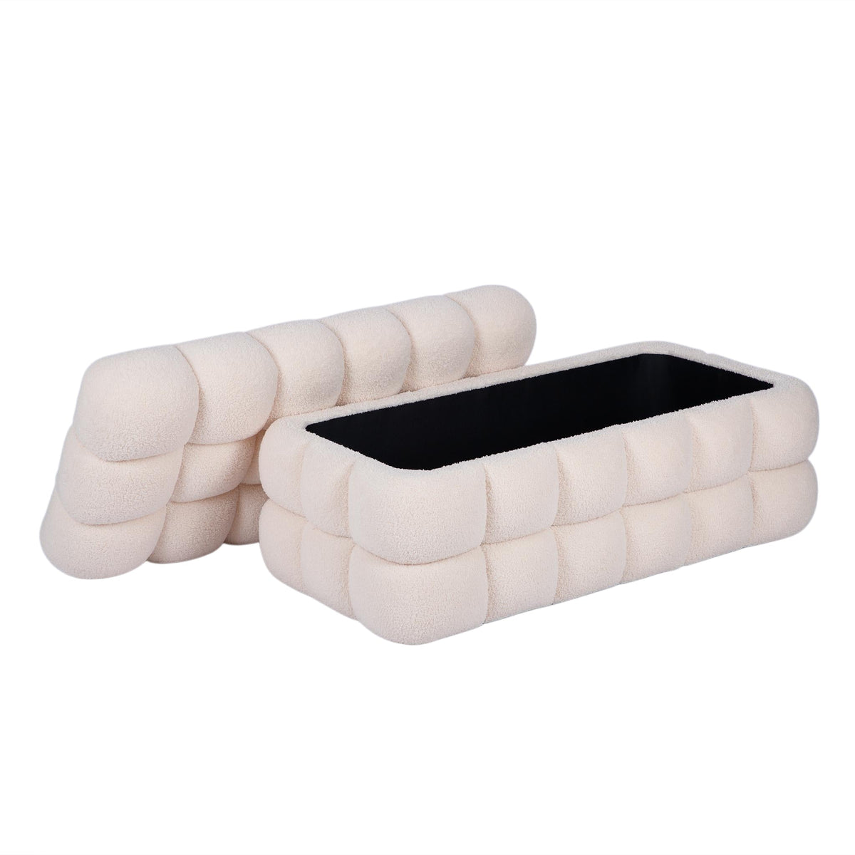 Anita 38.5" Cream Shearling Storage Bench With Reversible Tray Top by TOV Furniture – photo 6 of 9