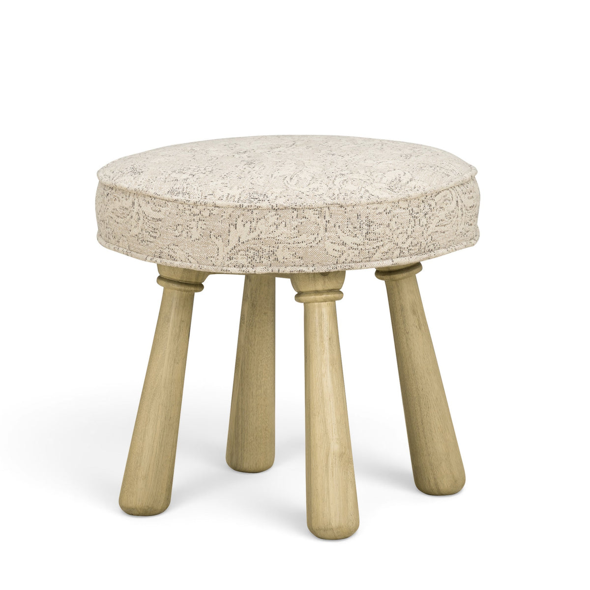 Pookie Neutral Floral Jacquard Ottoman by TOV Furniture – photo 1 of 7