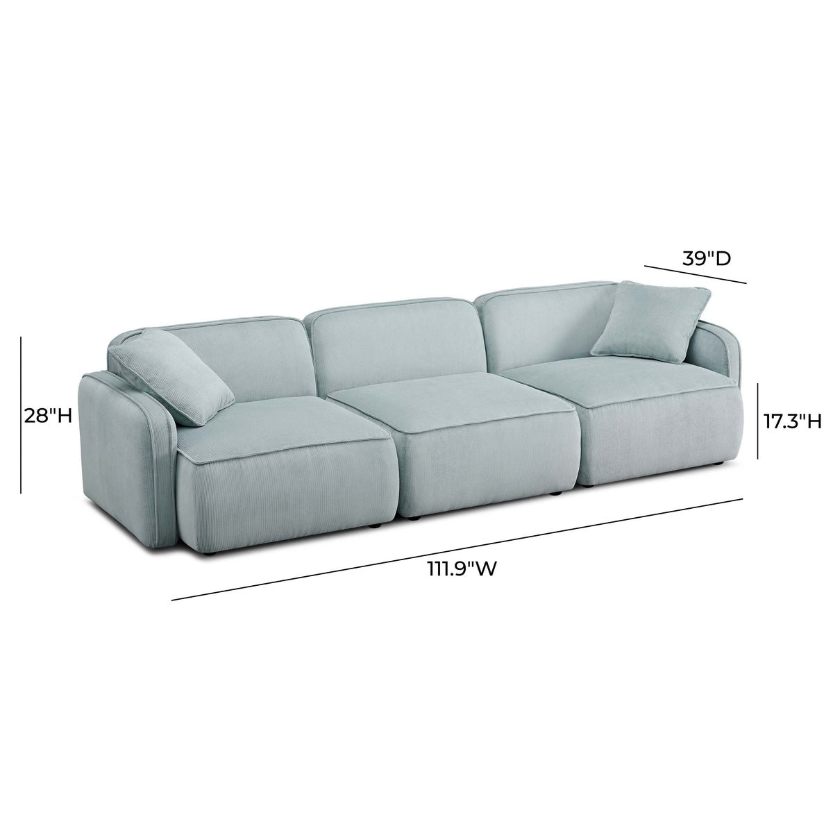 Travie Sea Blue Performance Corduroy Velvet Modular Sofa by TOV Furniture – photo 6 of 7
