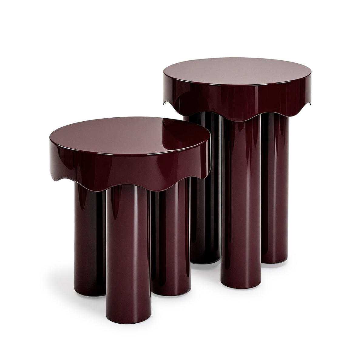 Casper Burgundy High Gloss Nesting Side Table Set by TOV Furniture – photo 1 of 10