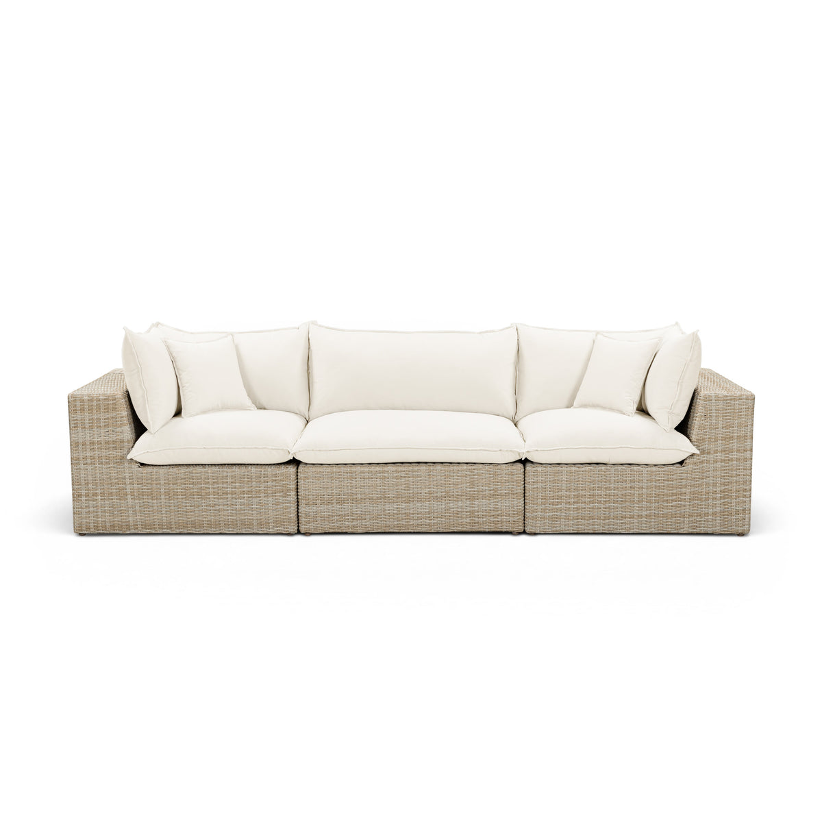 Cali Natural Performance Fabric & Natural Wicker Modular Outdoor Sofa by TOV Furniture – photo 1 of 9