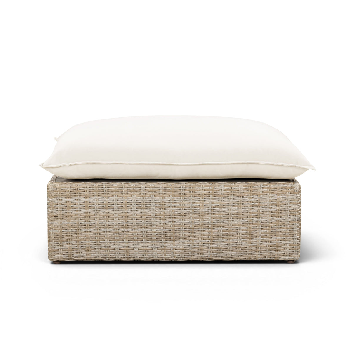 Cali Natural Performance Fabric & Natural Wicker Outdoor Ottoman by TOV Furniture – photo 1 of 5