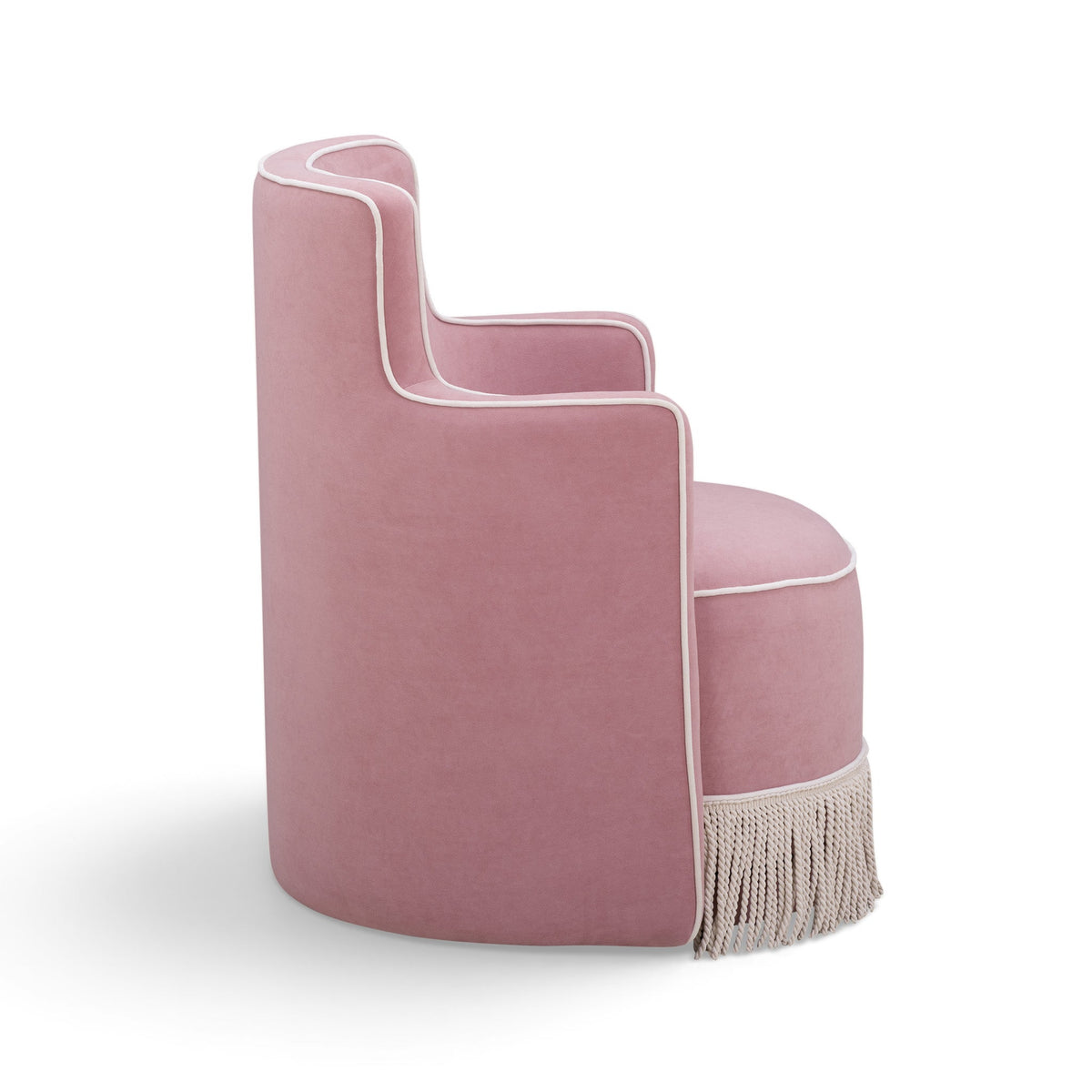 Passe Tasseled Velvet Swivel Accent Chair in Pink by TOV Furniture – photo 4 of 9