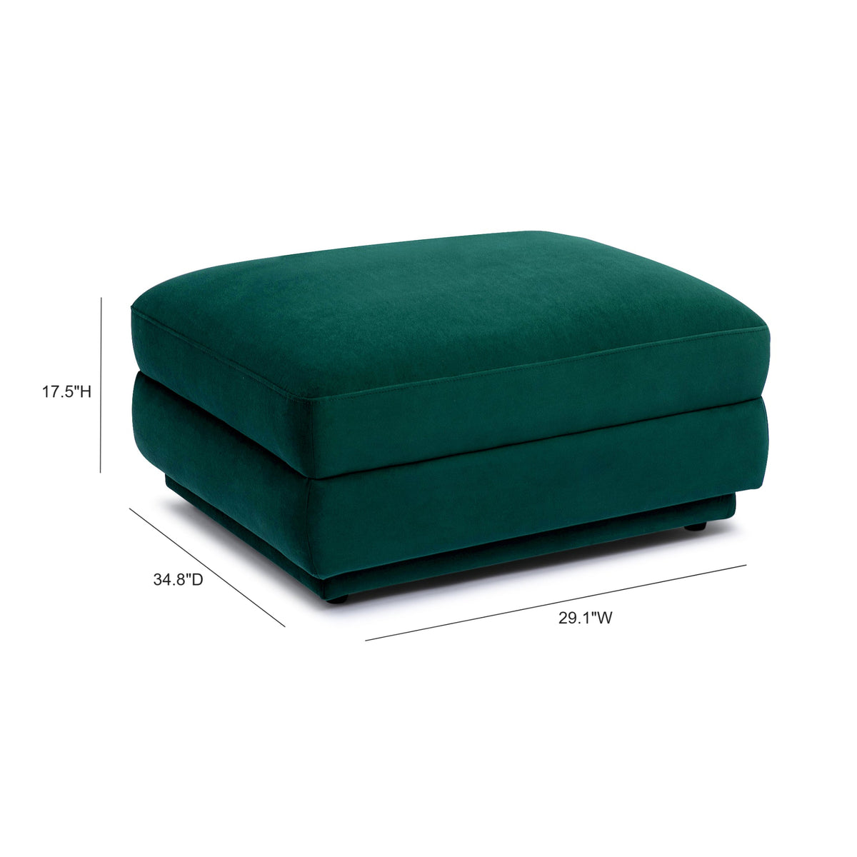 Perry Deep Green Performance Velvet Modular Sectional Ottoman by TOV Furniture – photo 6 of 6