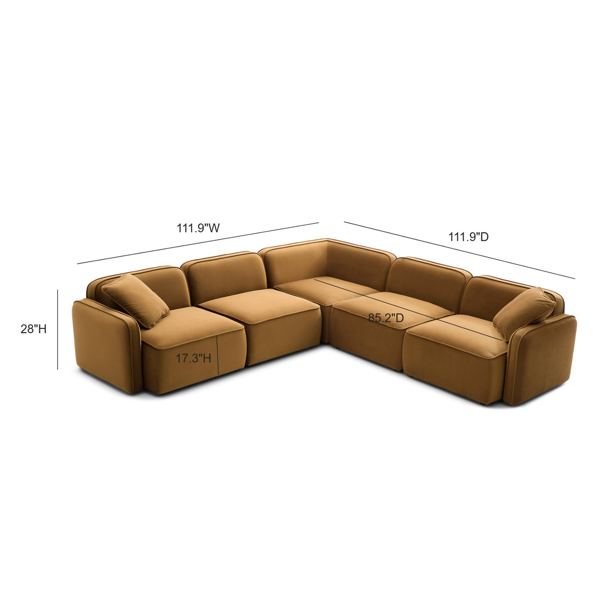 Travie Honey Performance Velvet Modular L-Sectional by TOV Furniture – photo 5 of 5