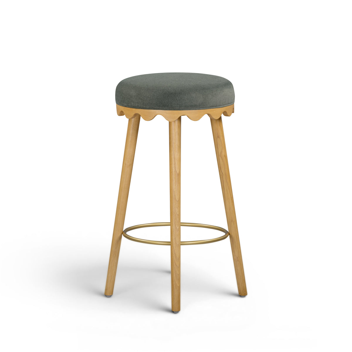 Oodle Green Performance Vegan Mohair Natural Bar Stool by TOV Furniture – photo 3 of 6