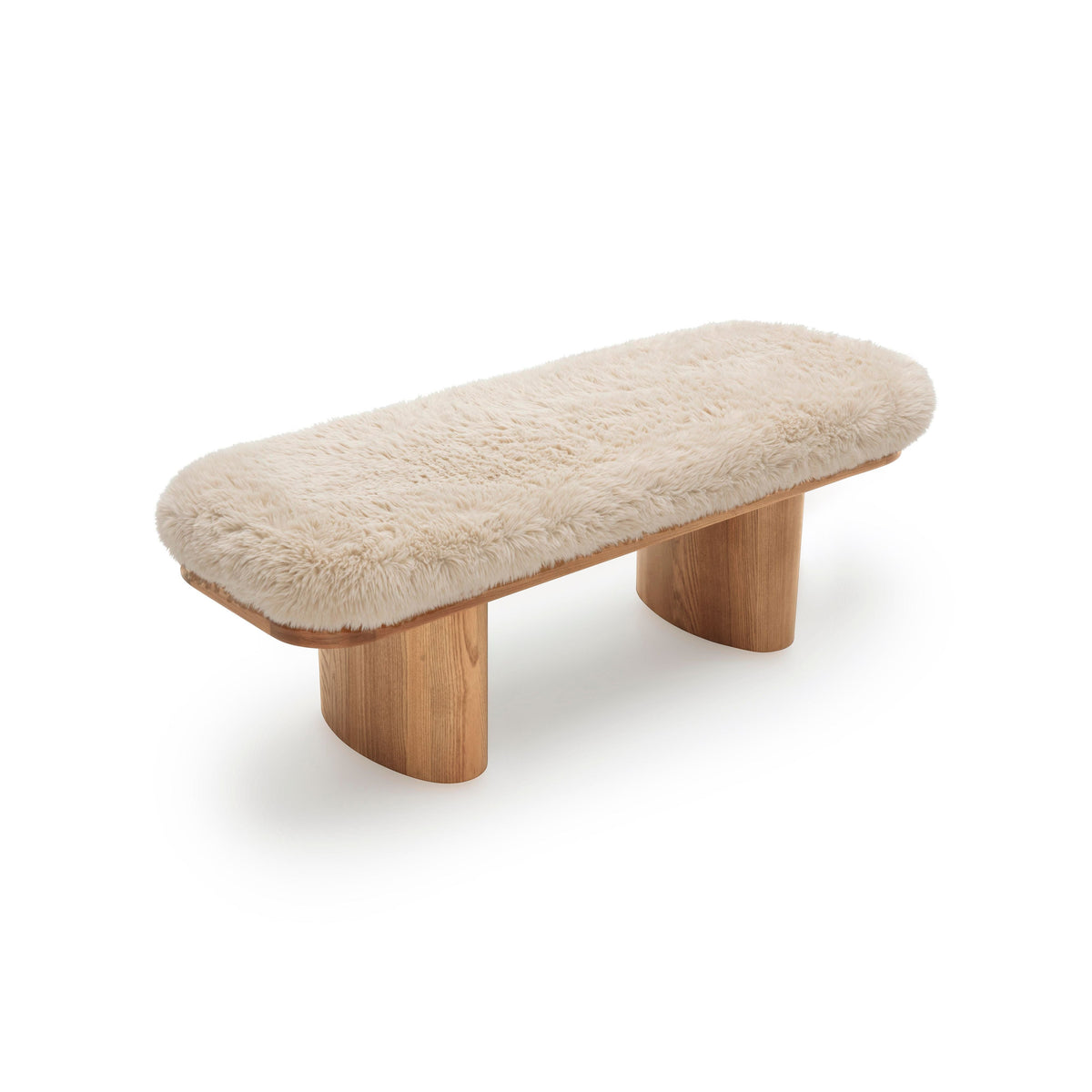 Ollie Natural Contract-Grade Straight Vegan Shearling Bench by TOV Furniture – photo 4 of 7