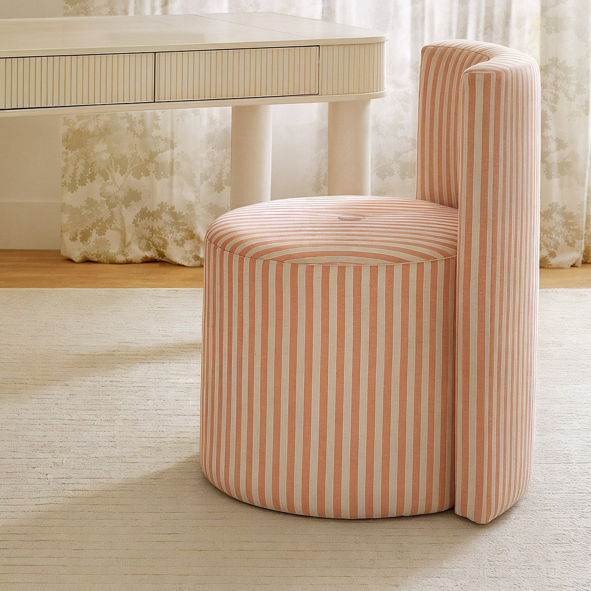 Alyssa Pink Striped Performance Linen Rolling Desk Chair by TOV Furniture – photo 6 of 6