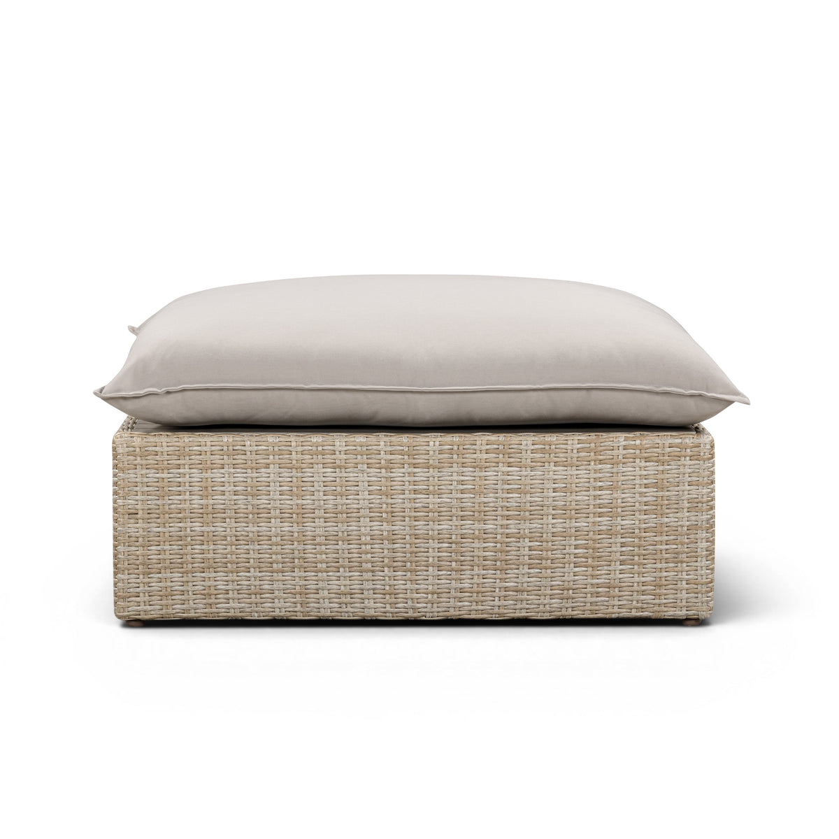 Cali Light Gray Performance Fabric & Natural Wicker Outdoor Ottoman by TOV Furniture – photo 2 of 5