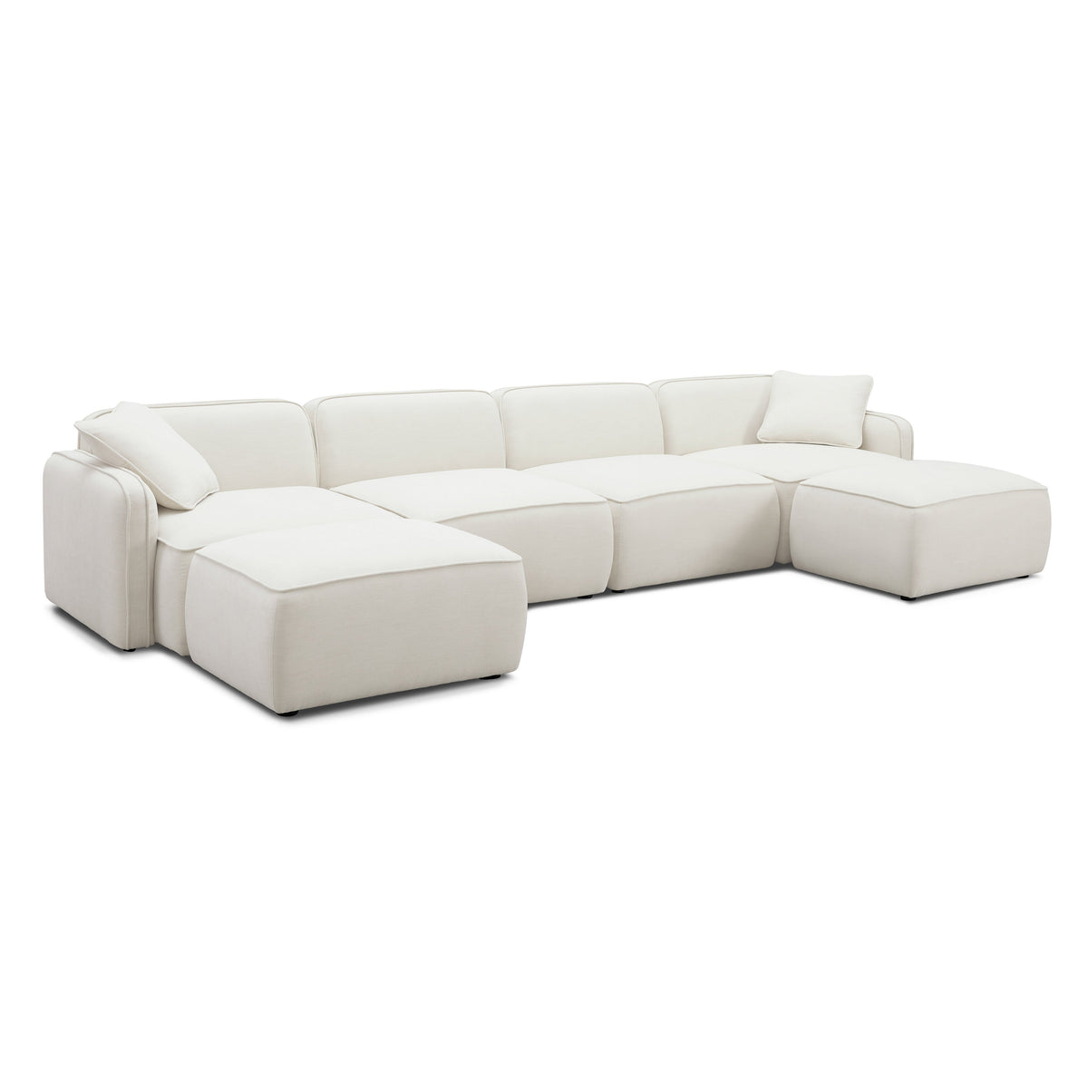 Travie 6-Piece Sand Upcycled Performance Linen Modular U-Sectional by TOV Furniture – photo 3 of 8
