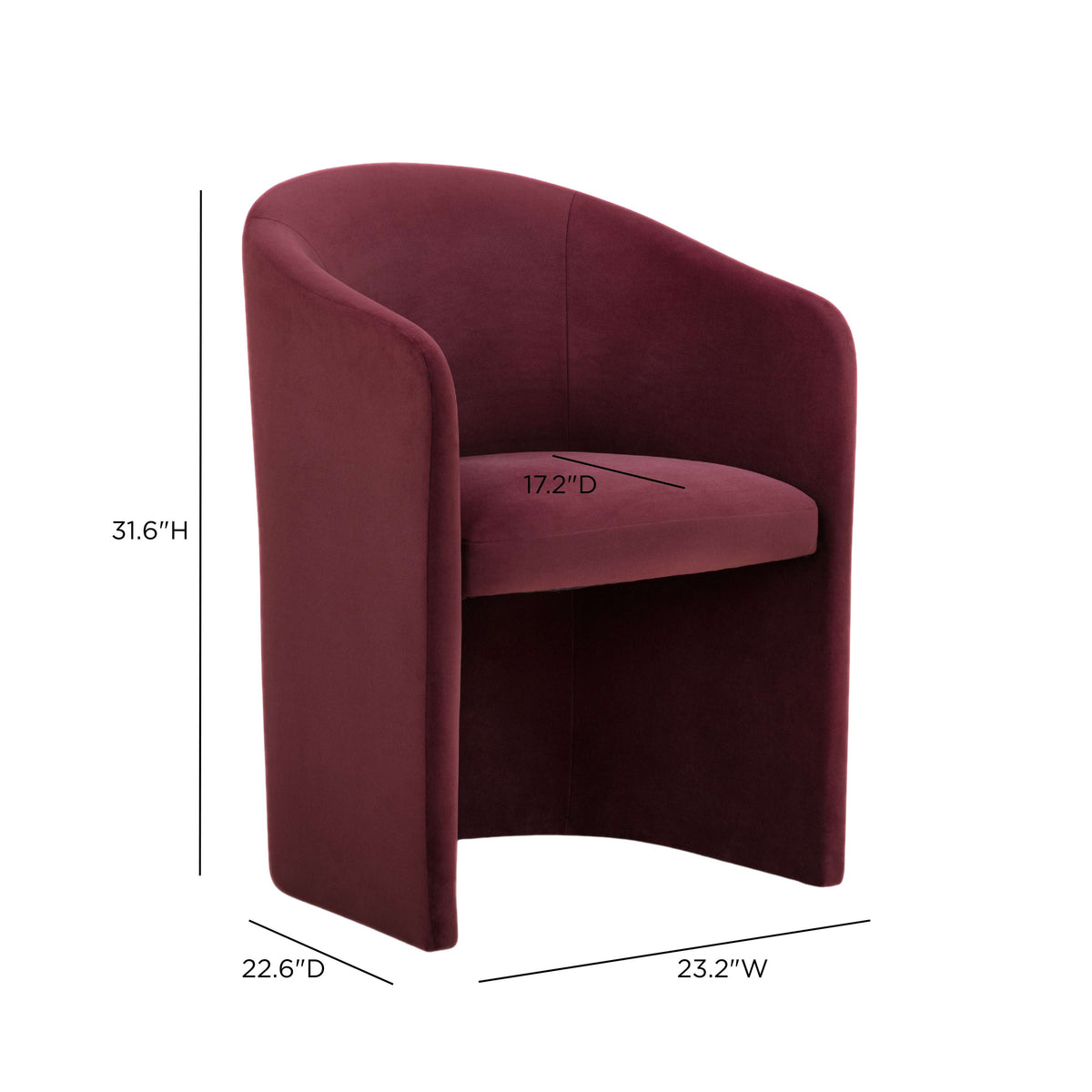 Seraphina Berry Red Performance Velvet Dining Chair by TOV Furniture – photo 6 of 6