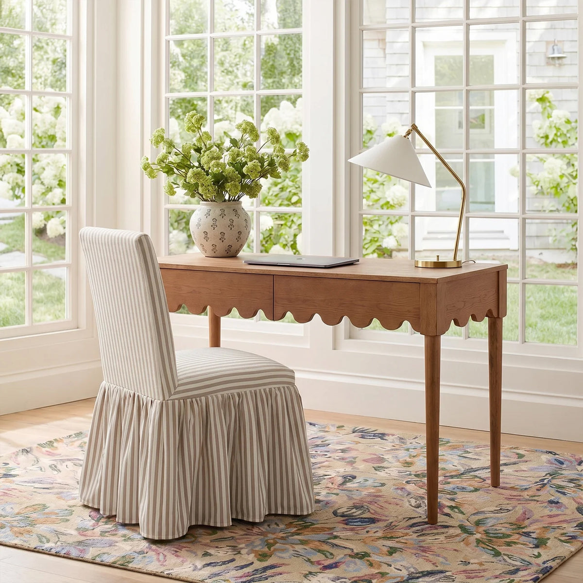 Gertrude Khaki Striped Linen Dining Chair by TOV Furniture – photo 2 of 7