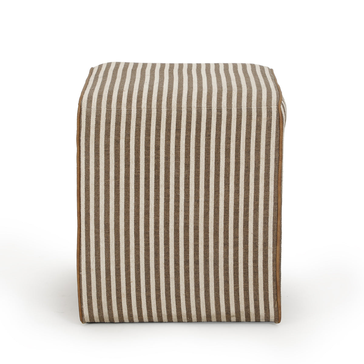 Byron Square Brown Stripe Cotton Jute Ottoman by TOV Furniture – photo 5 of 7