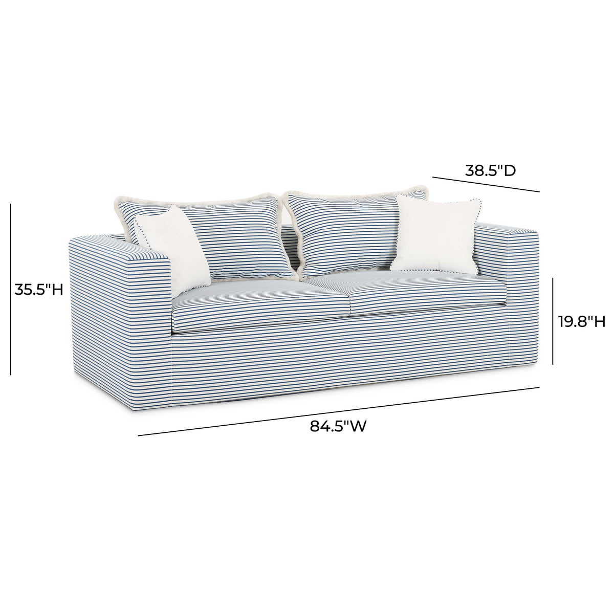 Salty Blue Striped Contract-Grade Indoor/Outdoor Sofa by TOV Furniture – photo 6 of 7