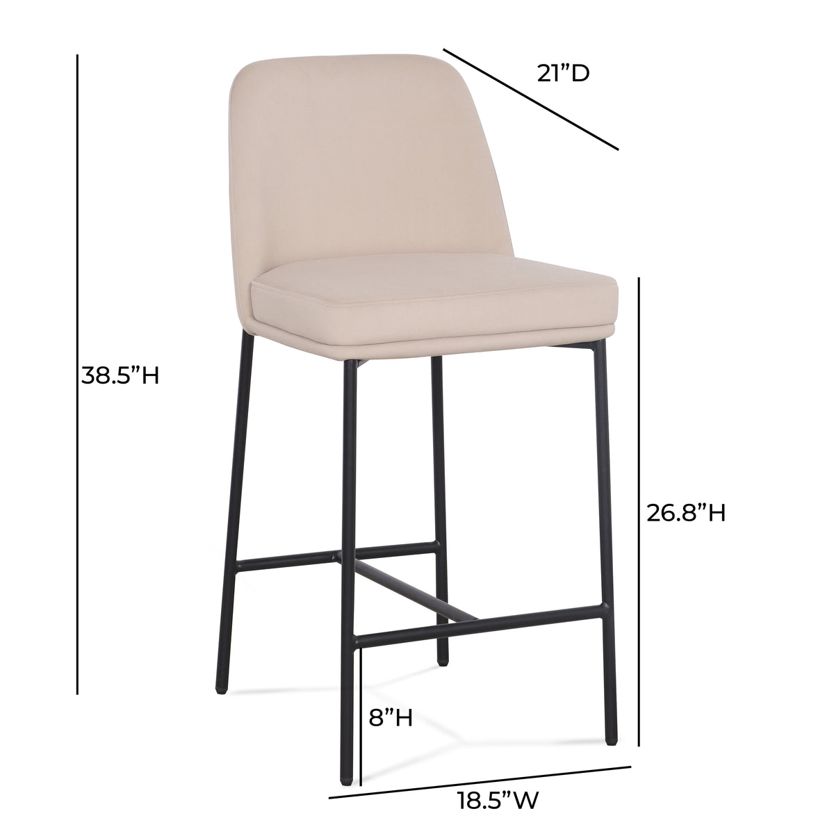 Sydney Taupe Performance Velvet Counter Stool - Set of 2 by TOV Furniture – photo 8 of 8