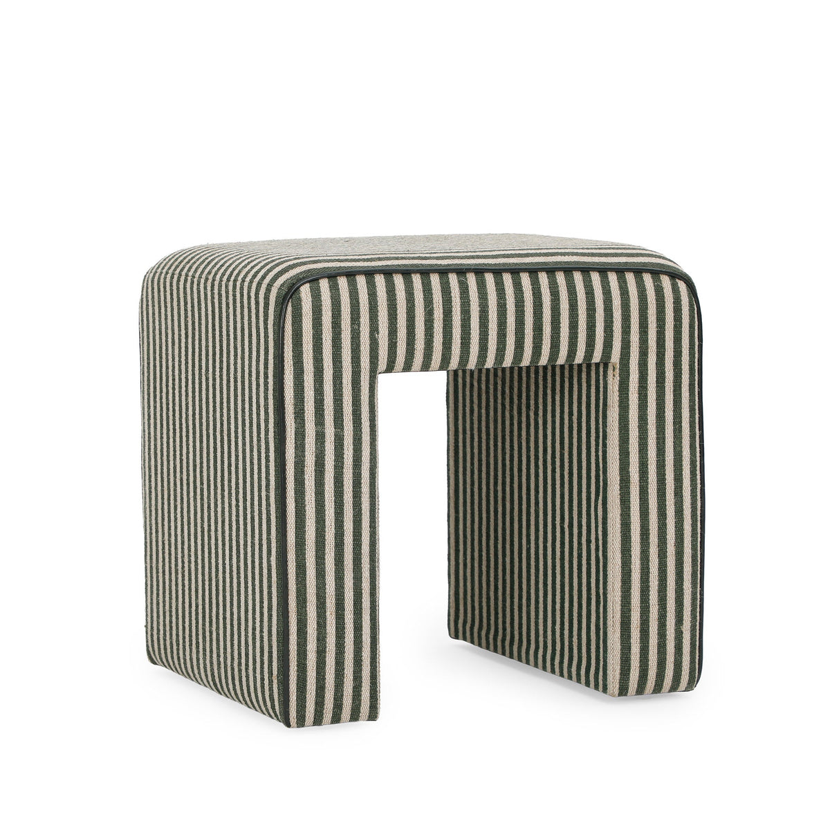 Byron Square Green Stripe Cotton Jute Ottoman by TOV Furniture – photo 1 of 6