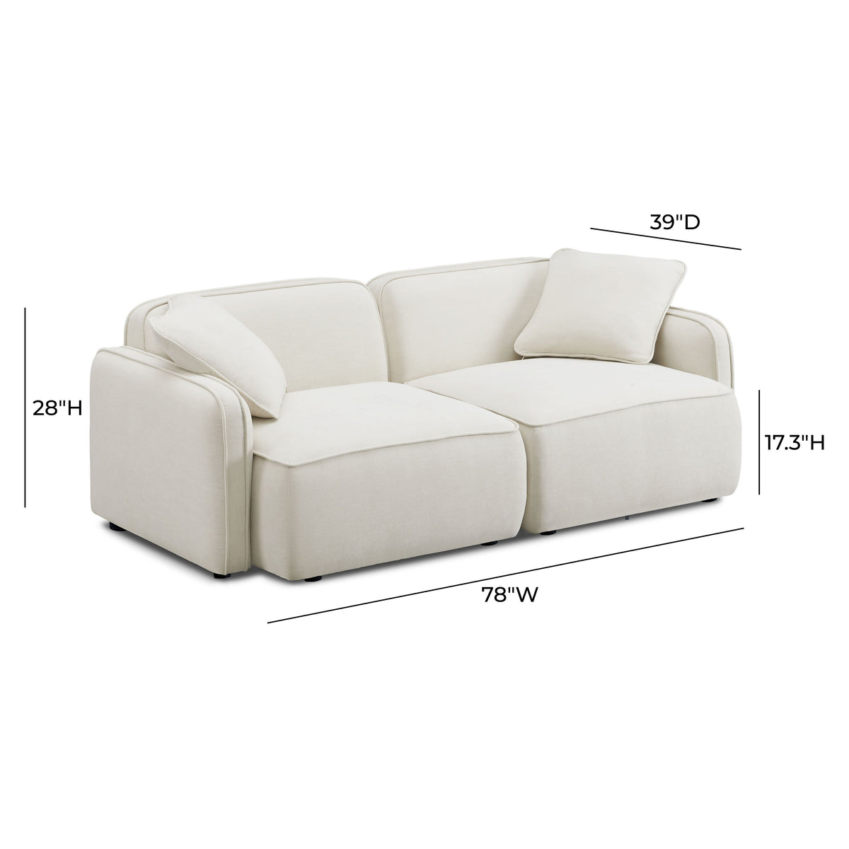 Travie Sand Upcycled Performance Linen Modular Loveseat by TOV Furniture – photo 6 of 7