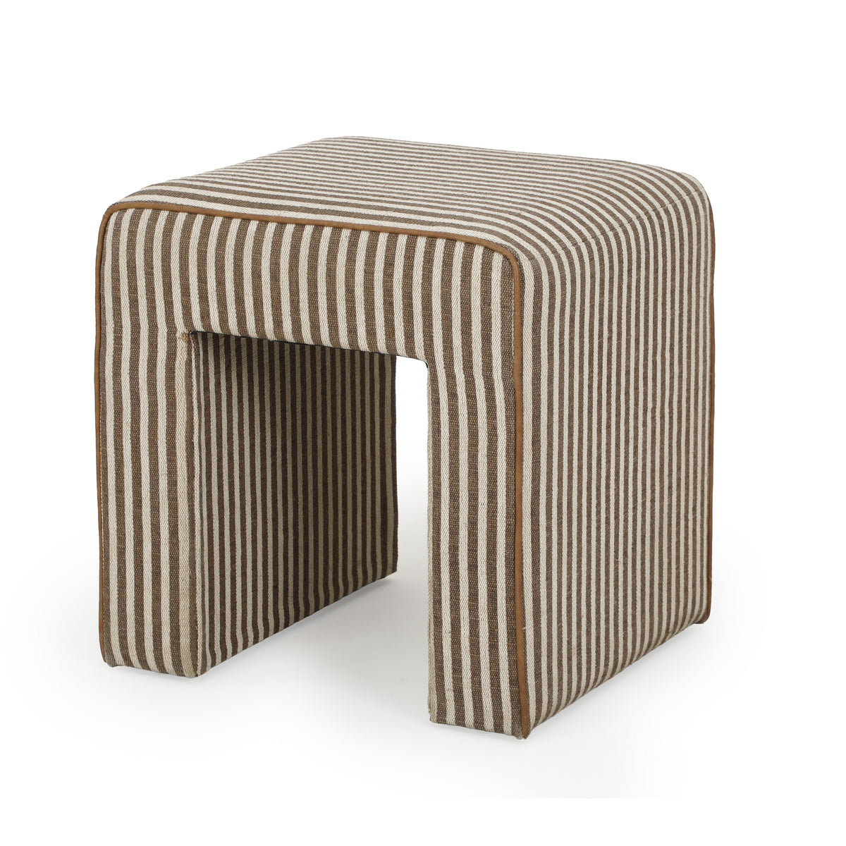 Byron Square Brown Stripe Cotton Jute Ottoman by TOV Furniture – photo 3 of 7