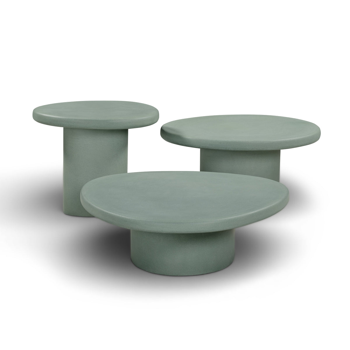 Jade Green Concrete Indoor/Outdoor Nesting Coffee Table Set (21"-34") by TOV Furniture – photo 1 of 11