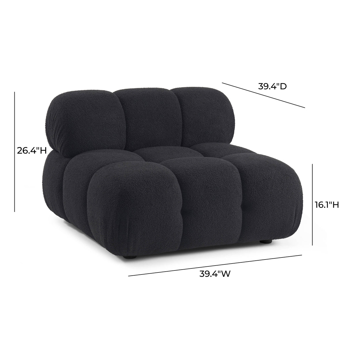 Calliope Black Performance Vegan Shearling Modular Armless Chair by TOV Furniture – photo 5 of 5