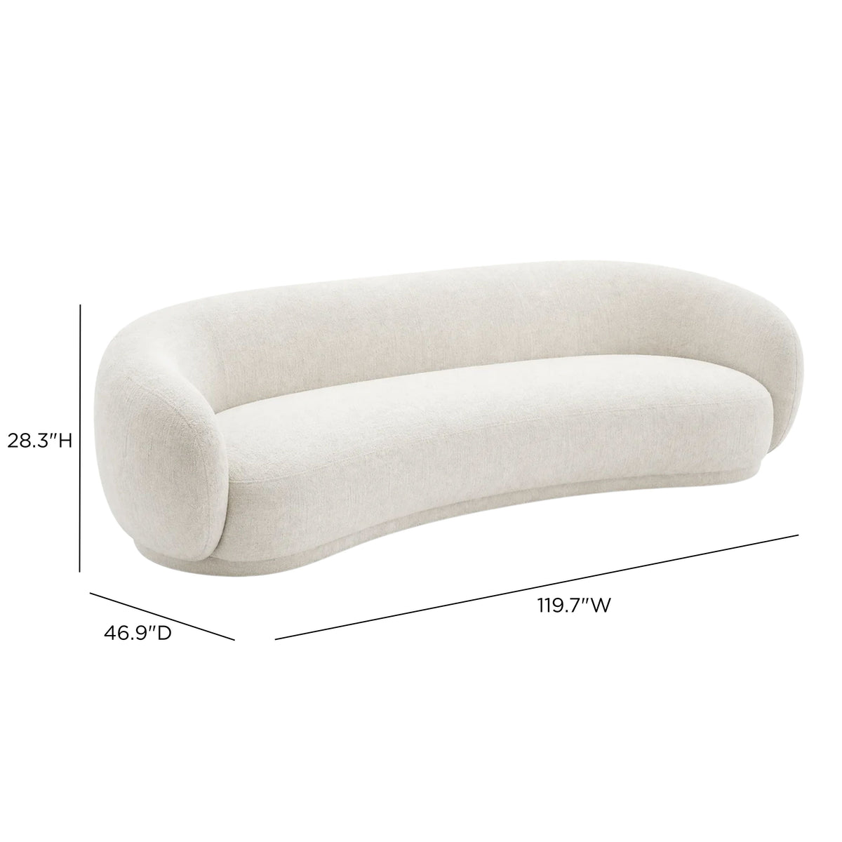 Kendall 120" Cream Textured Chenille Sofa by TOV Furniture – photo 7 of 7