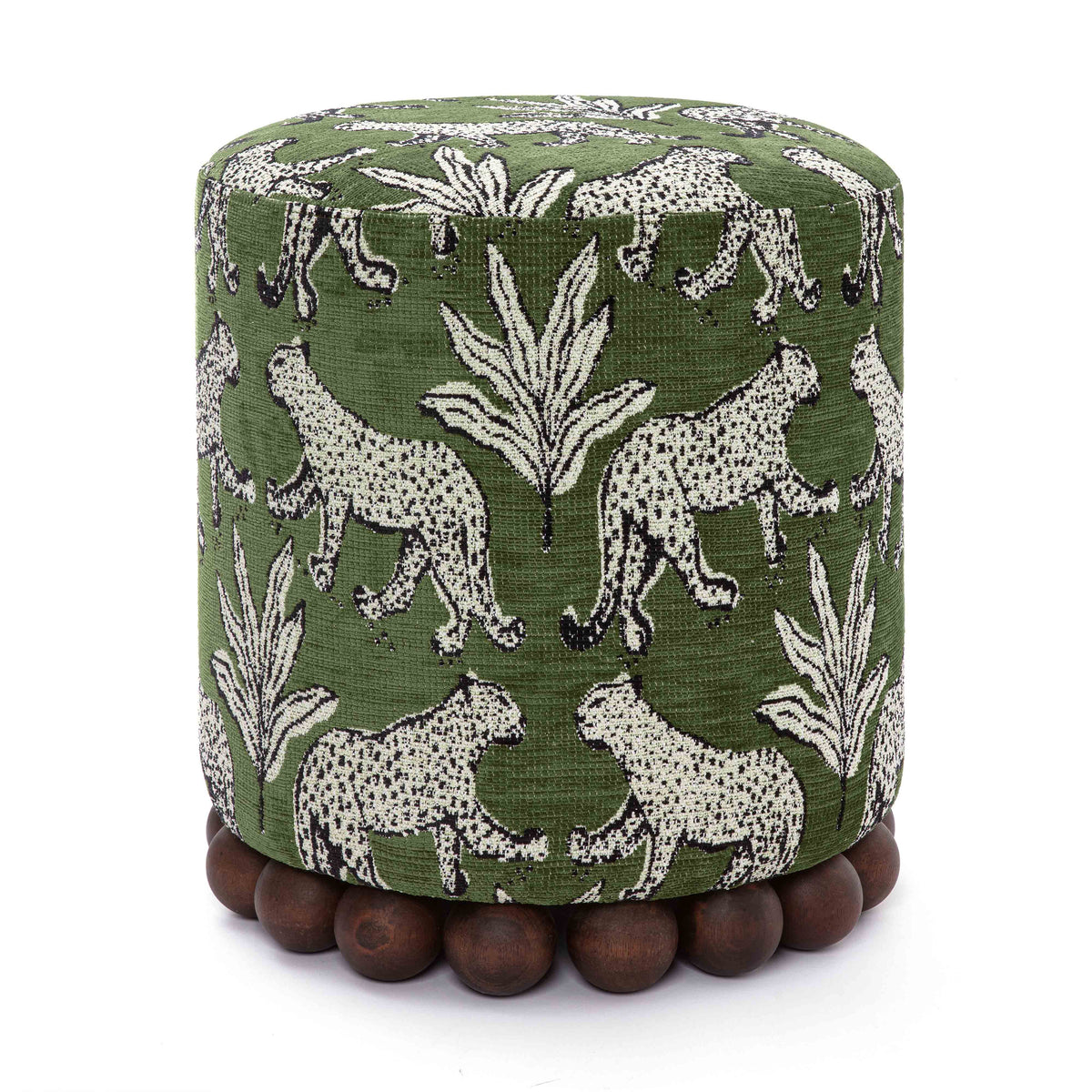 Dex Olive Green Leopard Performance Jacquard Ottoman by TOV Furniture – photo 1 of 6