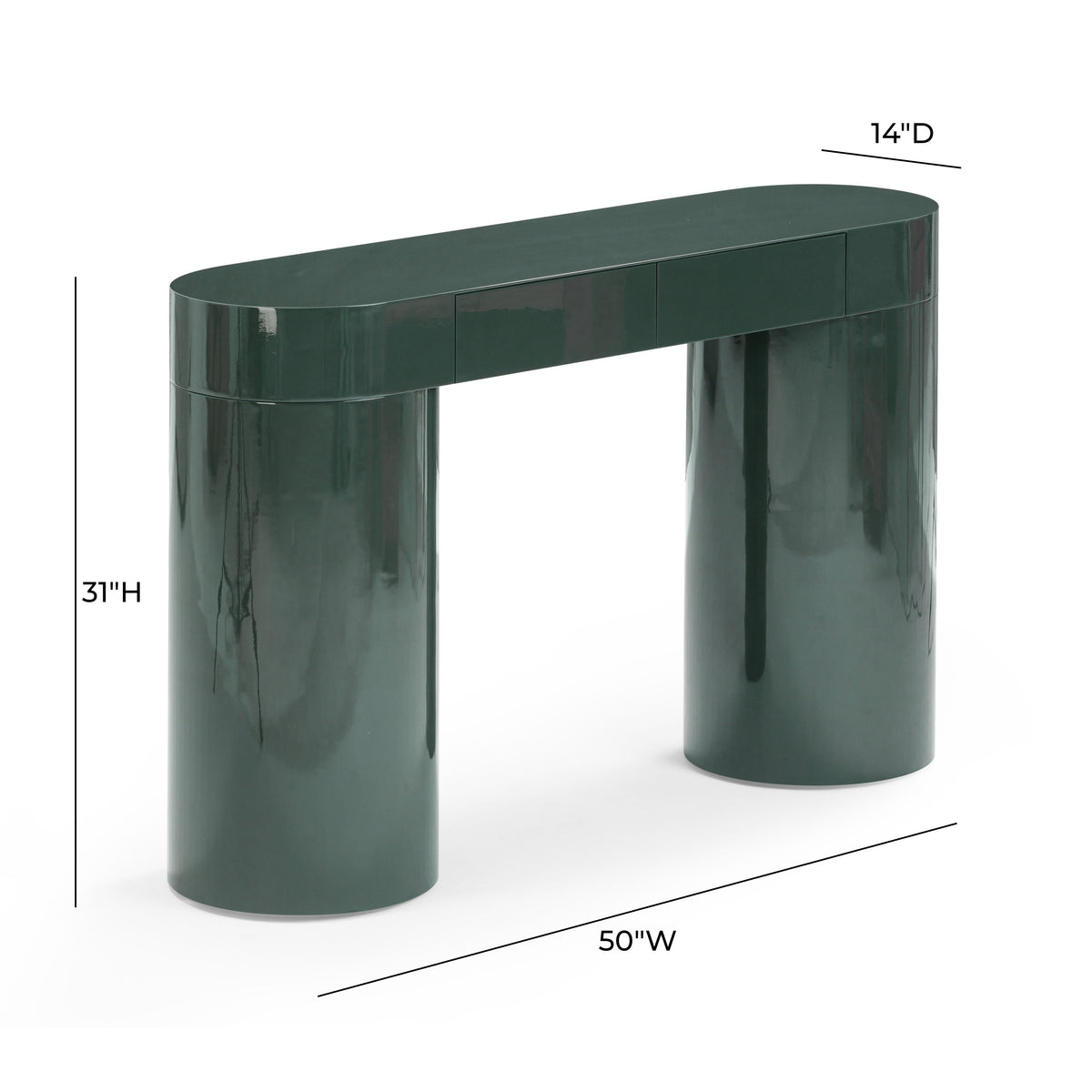 Mira 50" Deep Green High Gloss Console Table by TOV Furniture – photo 10 of 10
