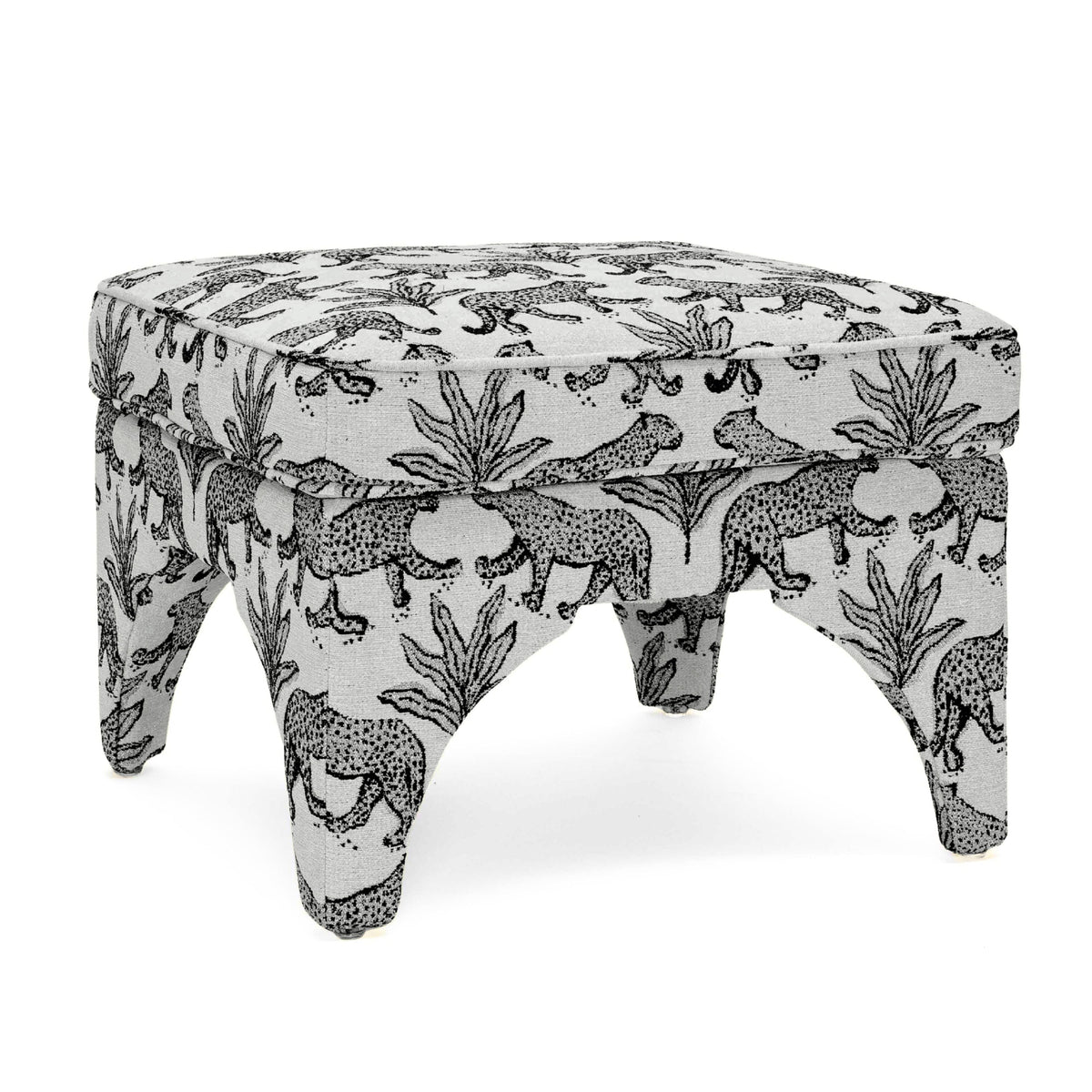 Raji Taupe Leopard Performance Jacquard Ottoman by TOV Furniture – photo 1 of 6