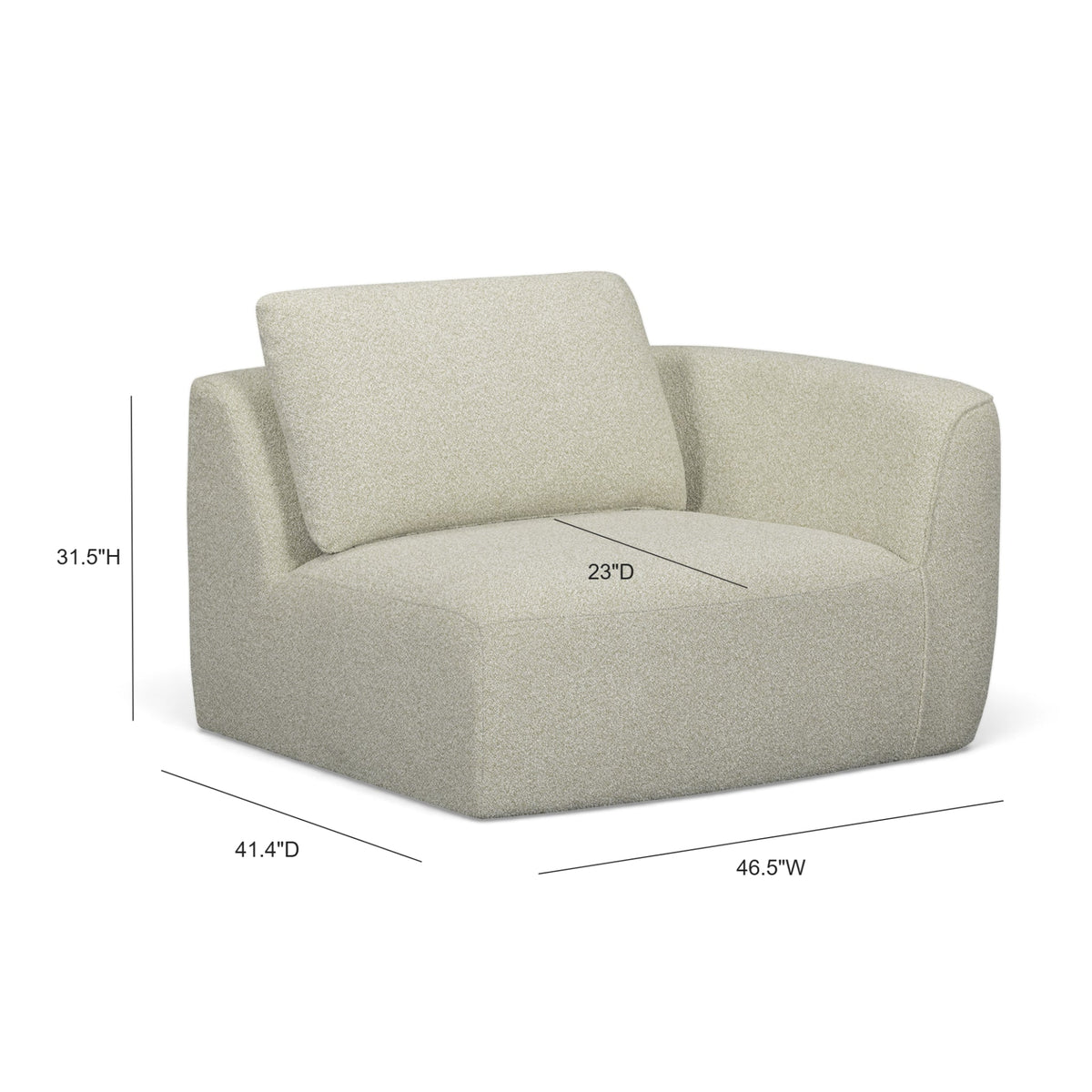 Noor XL 47" Modular Corner Chair in Wheat / RAF by TOV Furniture – photo 7 of 7