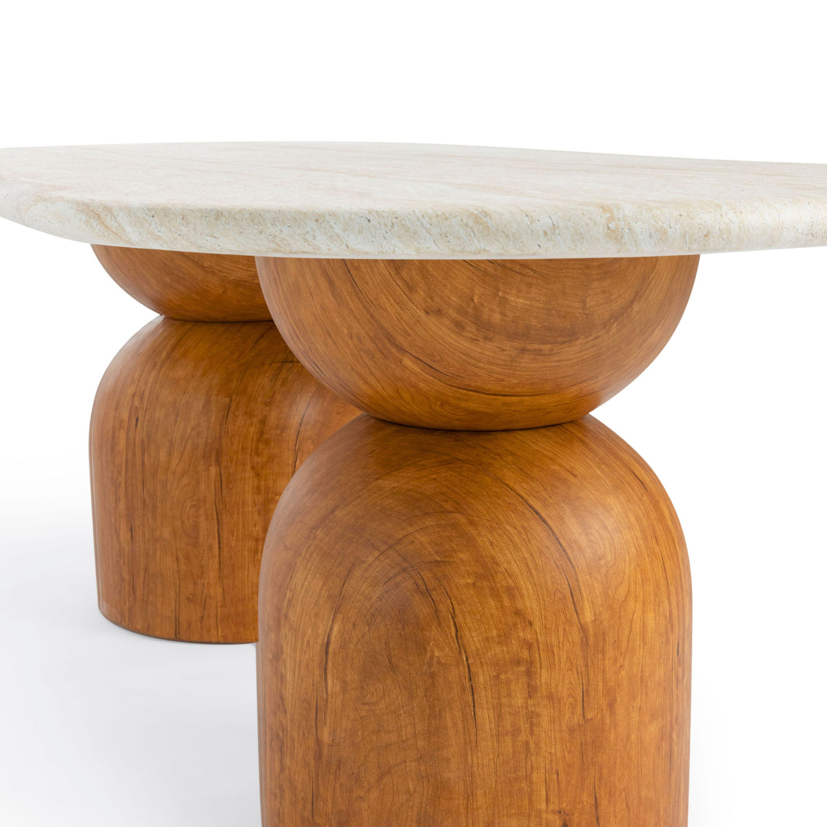 Cynthia 87" Faux Travertine Indoor/Outdoor Concrete Oval Dining Table by TOV Furniture – photo 5 of 6